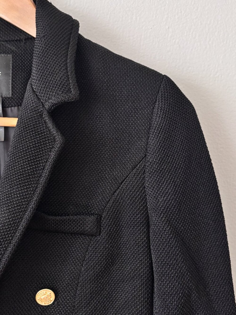 Smythe Double Breasted College Blazer in Black Pique - Picture 8 of 12